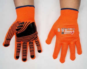Rk 5 - Rękawice bawełniane, nakrapiane, kolor pomarańczowo-czarny