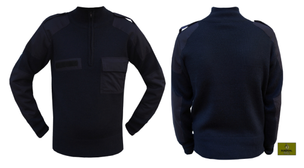 O5 - Sweter w typie służb mundurowych, kolor granatowy