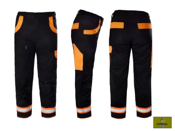  S28 - Spodnie robocze dekarskie z elementami odblaskowymi w kolorze pomarańczowym FLUO