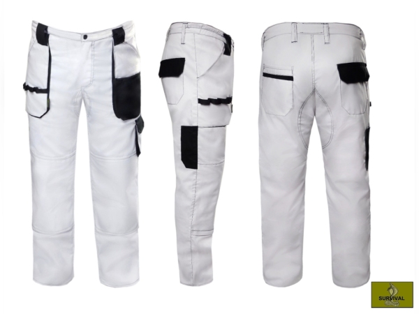  S22 - Spodnie robocze w kolorze białym.