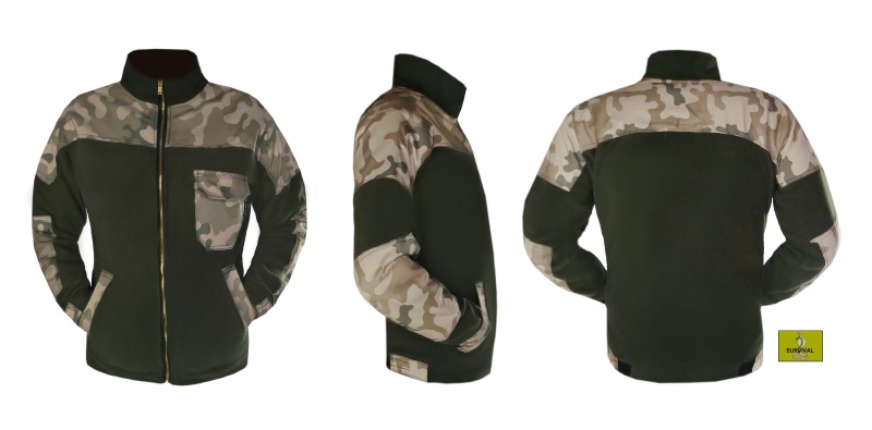 M13 - Polar w typie służb mundurowych, w kolorze khaki, z naszyciami z z tkaniny moro (pustynna burza) na ramionach i łokciach i dodatkową kieszonką na piersi.