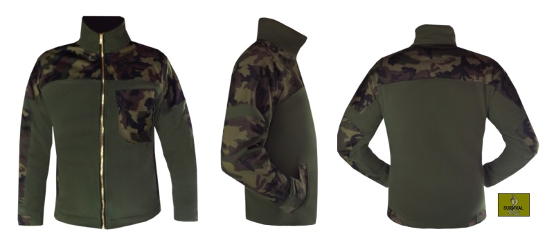 M15  - Polar w typie służb mundurowych, w kolorze khaki, z naszyciami z  tkaniny moro (moro leśnik) na ramionach i łokciach i dodatkową kieszonką na piersi.
