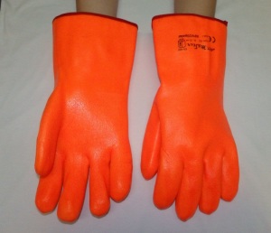 Rk 25 - Rękawice ochronne, ocieplane, wykonane z PCV, kolor pomarańczowy