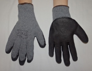 Rk 17 - Rękawice bawełniane, oblane lateksem, kolor czarno-szary