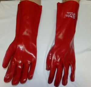 Rk 26 -  Rękawice ochronne, wykonane z PCV, kolor czerwony