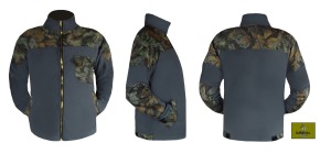 P9 - Polar w typie służb mundurowych, w kolorze szarym, z naszyciami z tkaniny moro (liść dębu) na ramionach i łokciach i dodatkową kieszonką na piersi.
