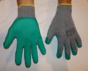 Rk 18 - Rękawice bawełniane, oblane spienionym lateksem, kolor zielono-szary