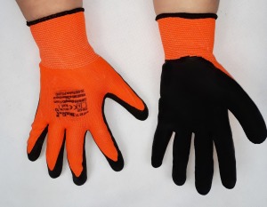 Rk 1 - Rękawice dziane lateksowe, kolor pomarańczowo-czarny
