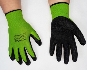 Rk 3 - Rękawice dziane lateksowe, kolor zielono-czarny