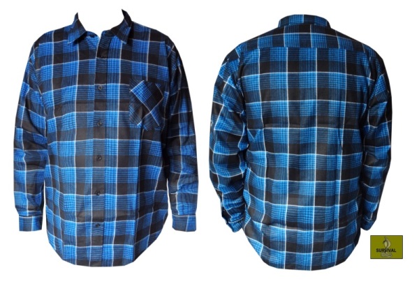 K/k8 -  Koszula robocza flanelowa w kratę, w kolorze niebieskim (cieńsza)