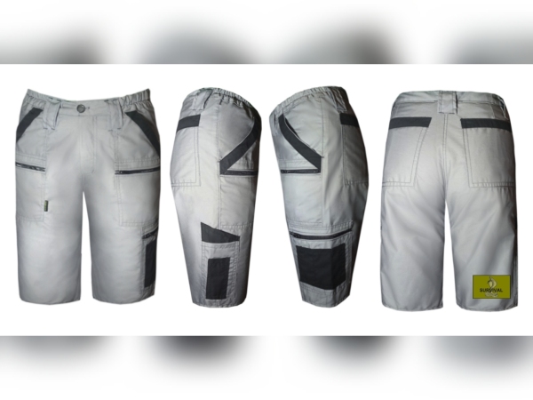SP4 - Spodnie robocze krótkie, w kolorze szarym, z dodatkami w kolorze czarnym