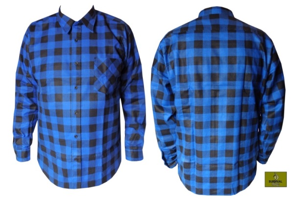 K/k7 -  Koszula robocza flanelowa w kratę, w kolorze niebieskim (grubsza)