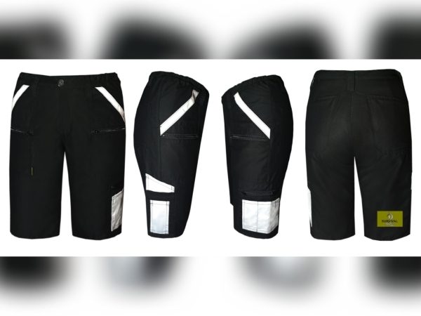 SP5 - Spodnie robocze krótkie, w kolorze czarnym, z dodatkami w kolorze białym