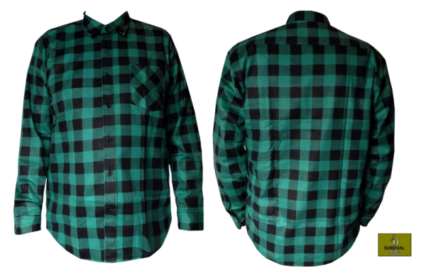 K/k9 -  Koszula robocza flanelowa w kratę, w kolorze zielonym (grubsza)