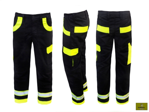  S29 - Spodnie robocze dekarskie z elementami odblaskowymi w kolorze żółtym FLUO.