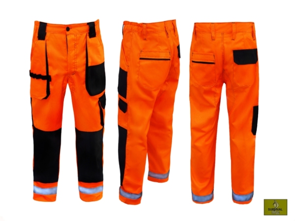  S24 - Spodnie robocze odblaskowe w kolorze pomarańczowym FLUO.