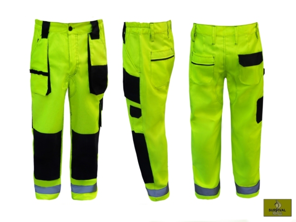  S23 - Spodnie robocze odblaskowe w kolorze żółtym FLUO.
